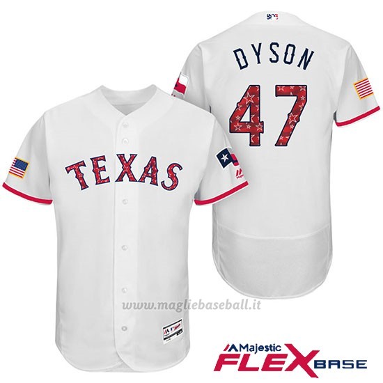 Maglia Baseball Uomo Texas Rangers 2017 Estrellas y Rayas Sam Dyson Bianco Flex Base
